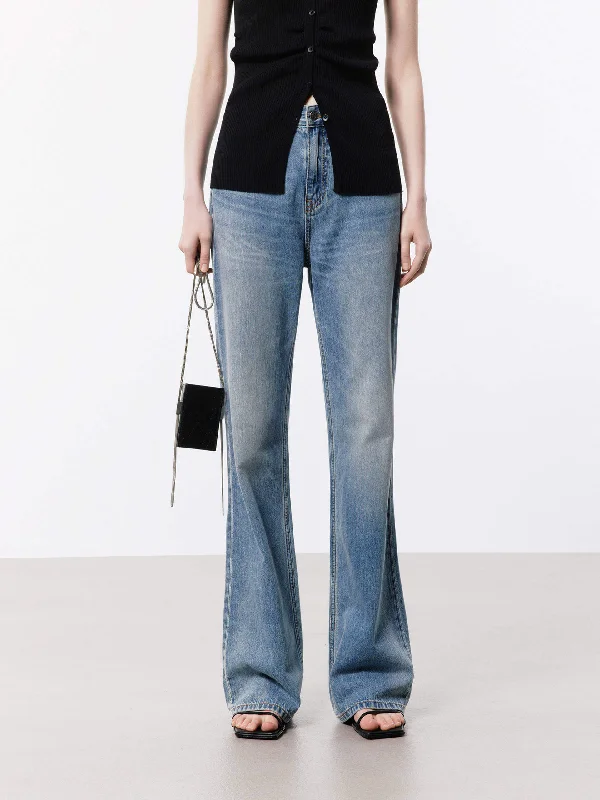 Wide-Leg Men's JeansFlared Light Blue Jeans
