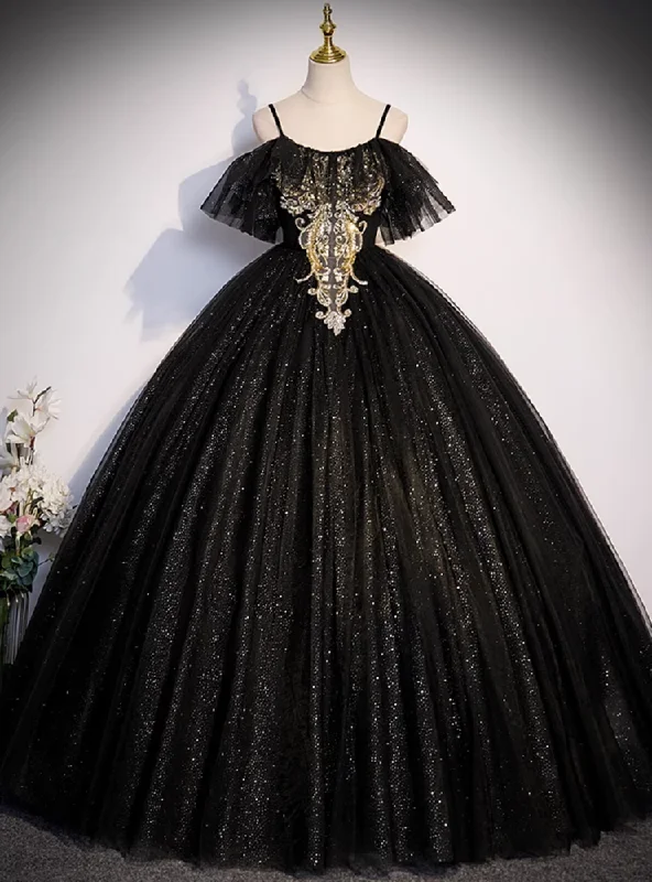 women's short-sleeved dressesBlack Tulle Sequins Spaghetti Straps Quinceanera Dress women's short-sleeved dressesBlack Tulle Sequins Spaghetti Straps Quinceanera Dress
