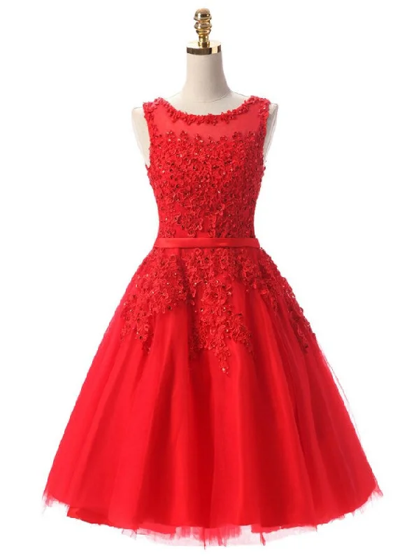 Neon DressRed Lace Short Homecoming Dress
