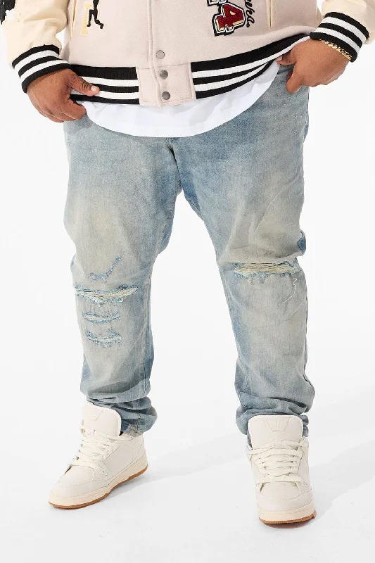 Cool Distressed Men's JeansBig Men's Sean Attitude Denim (Iced Lager)
