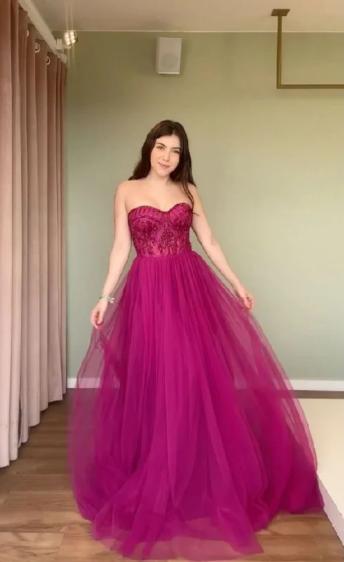 Scoop-Neck DressElegant Tulle Strapless Party Dress Evening Dress     cg25172