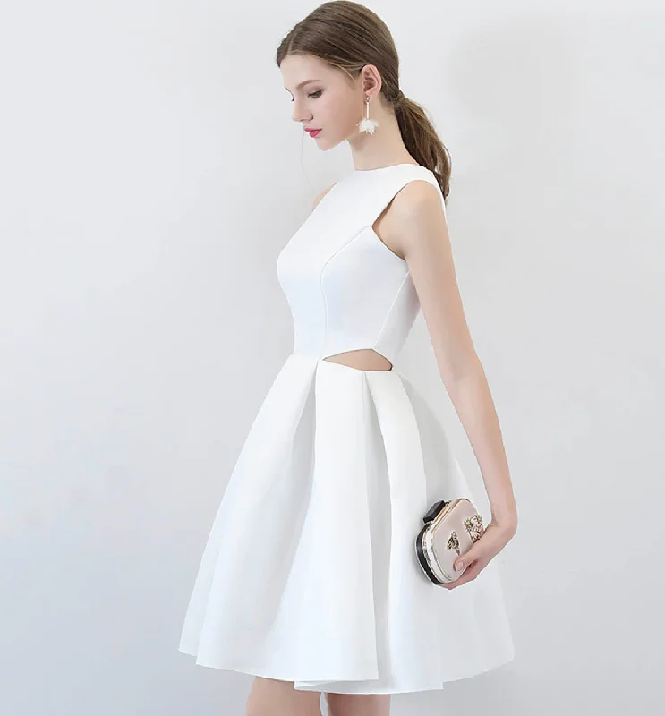 Ball Gown DressWHITE SATIN SHORT DRESS CUTE EVENING DRESS Homecoming Dress cg16185 Ball Gown DressWHITE SATIN SHORT DRESS CUTE EVENING DRESS Homecoming Dress cg16185