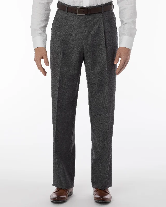 Men's Pants with Logo EmbossmentsBallin Pants - Manchester Super 120’s 4 Harness Serge - Mid Grey Men's Pants with Logo EmbossmentsBallin Pants - Manchester Super 120’s 4 Harness Serge - Mid Grey