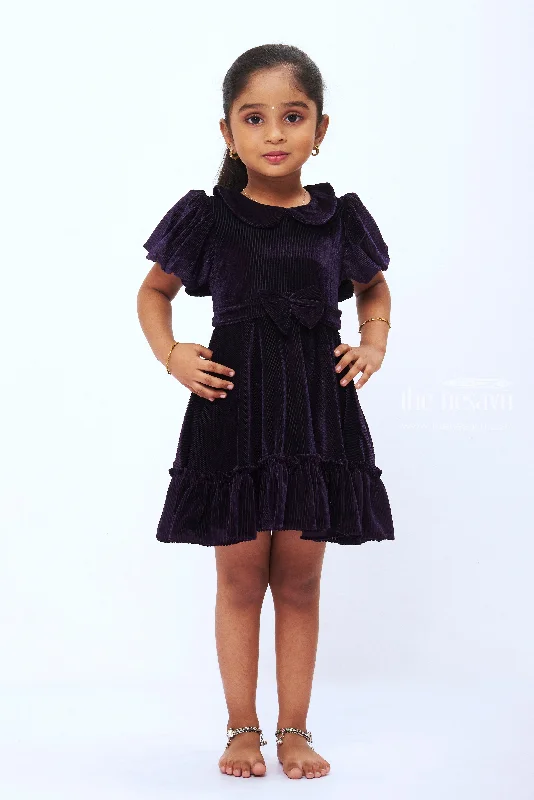women's ruffle dressesRegal Purple Velvet Party Frock for Girls Luxurious Casual Wear women's ruffle dressesRegal Purple Velvet Party Frock for Girls Luxurious Casual Wear