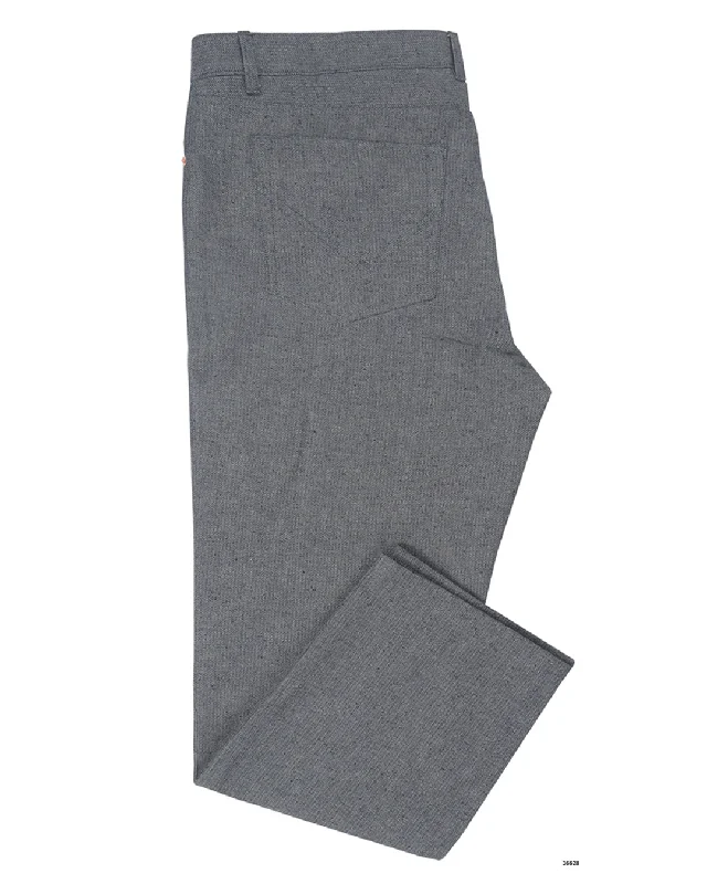Oversized Relaxed-Fit Men's JeansDenim: Navy Grey Slub Herringbone Jeans