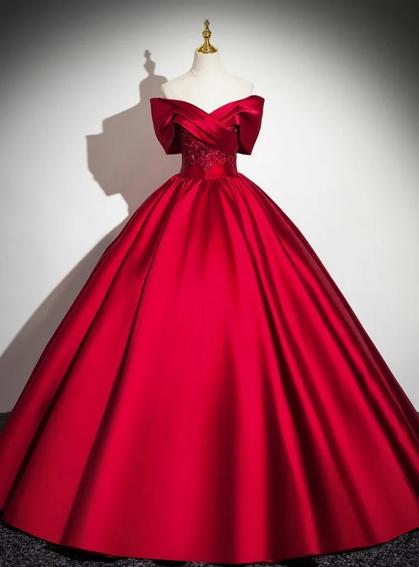 Knit DressBall Gown Satin Off the Shoulder Appliques Quinceanera Dress