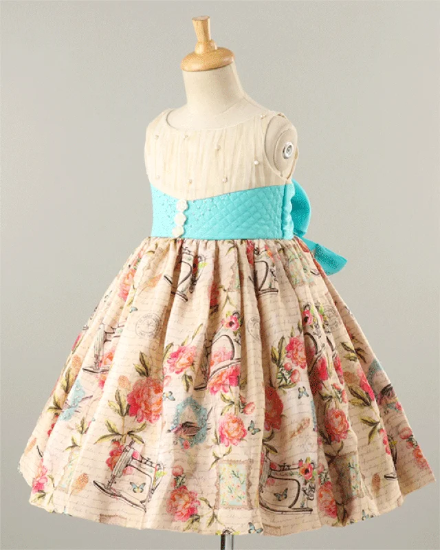 Cheetah Print DressPre-Order: Embellished Printed Party Dress with Quilted Raw Silk Dress- Multicolored
