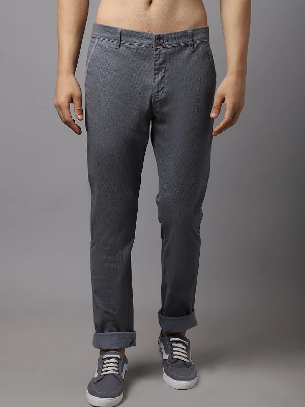 Men's Solid-Colored Pants for VersatilityMen's Casual Flat front Grey  Trousers