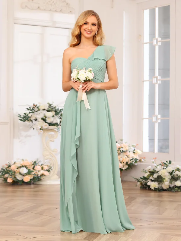 Velveteen DressA-Line/Princess One-Shoulder Long Wedding Party Dresses with Split Side Velveteen DressA-Line/Princess One-Shoulder Long Wedding Party Dresses with Split Side