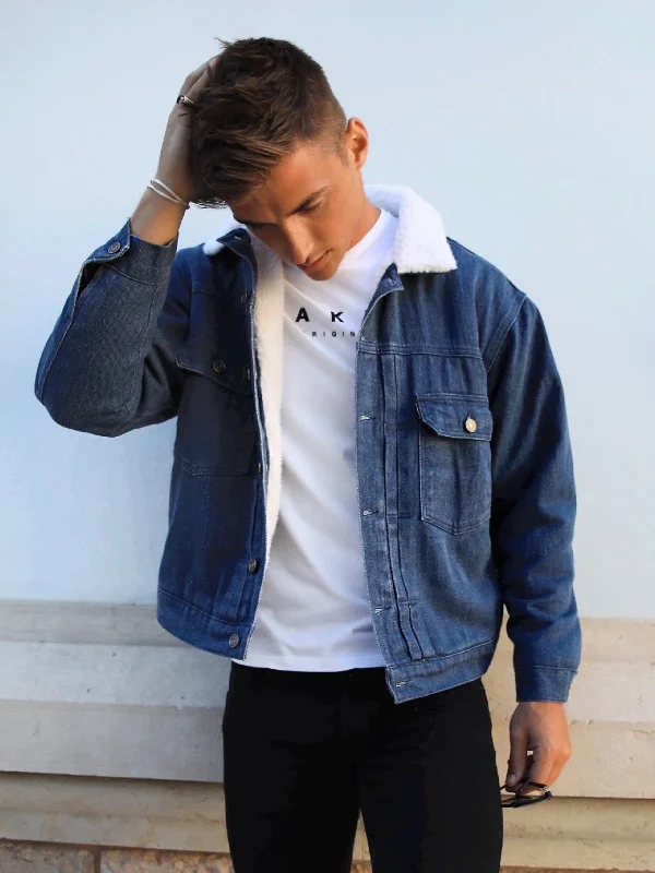 Men's Coats for RunningRaleigh Borg Denim Jacket - Blue