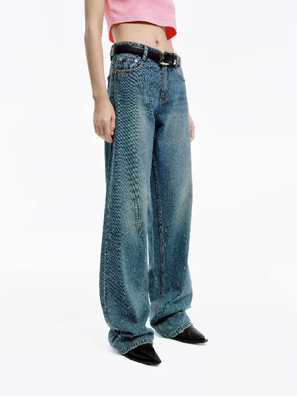 Fashionable Men's JeansDistressed Detail Straight Jeans