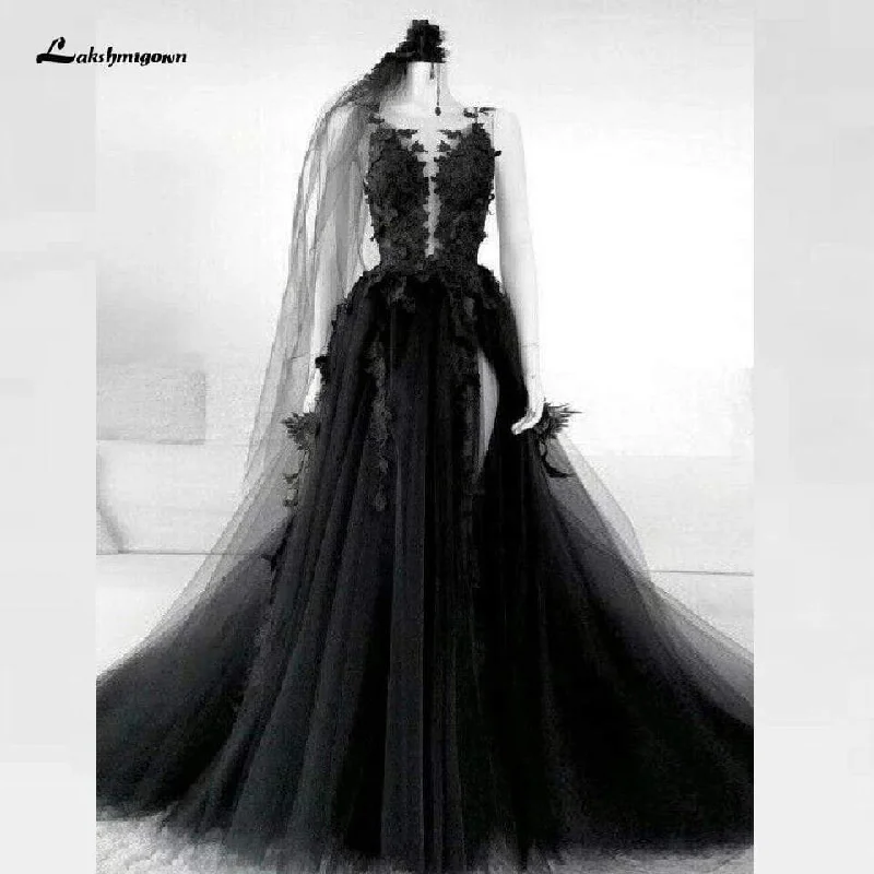 Zipper DressGothic Vintage Black Wedding Dress
