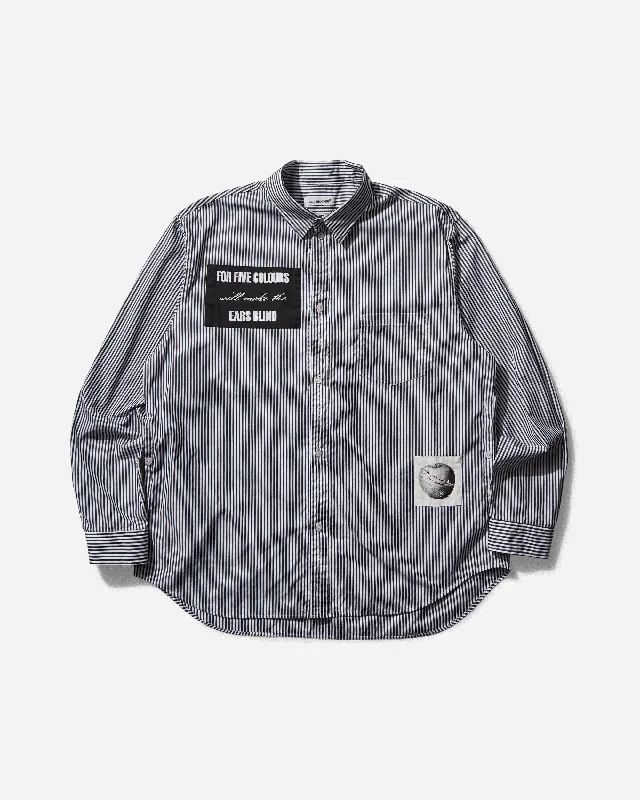 Men's Stain-Resistant Shirts for Mess-Free WearMen's Patchwork Striped Shirt Black