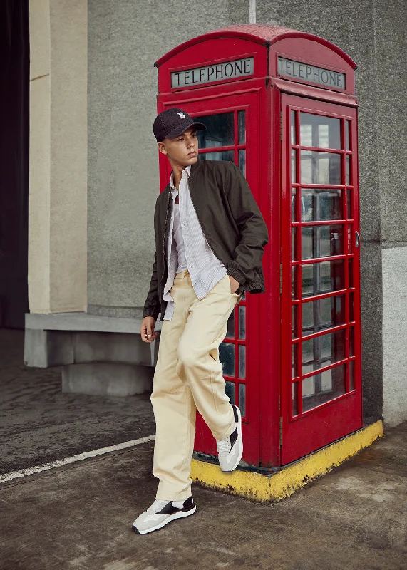 Men's Jeans for a Casual LookCream Drawstring Drill Denim