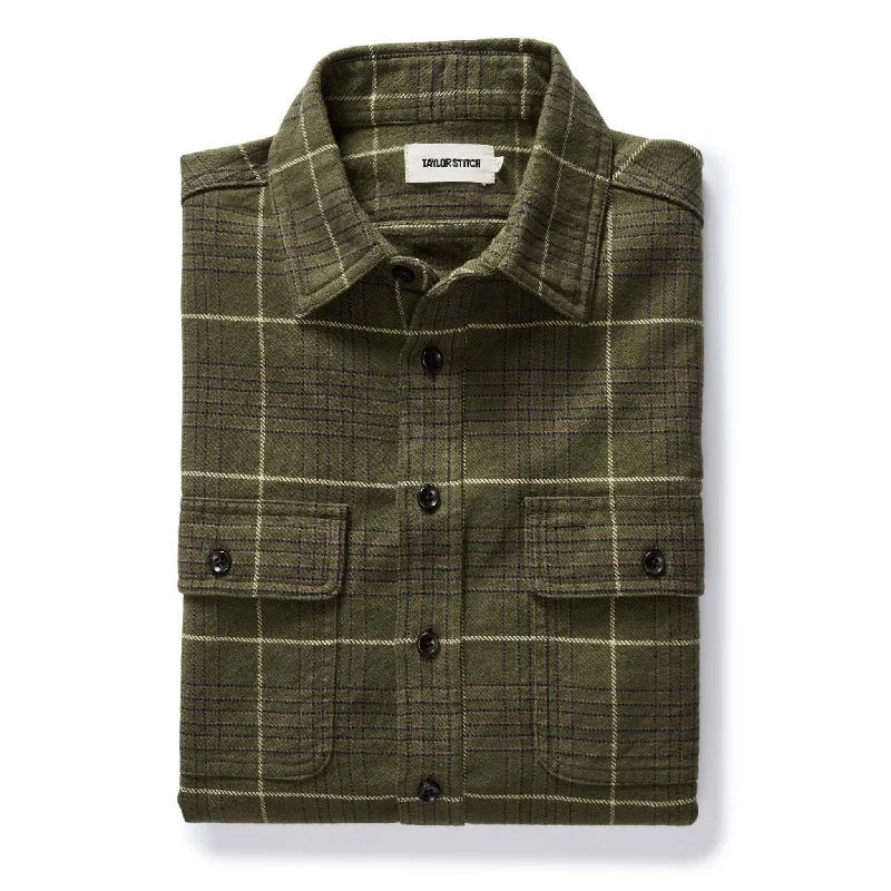 Lightweight Men's Poplin ShirtsThe Ledge Shirt in Olive Plaid