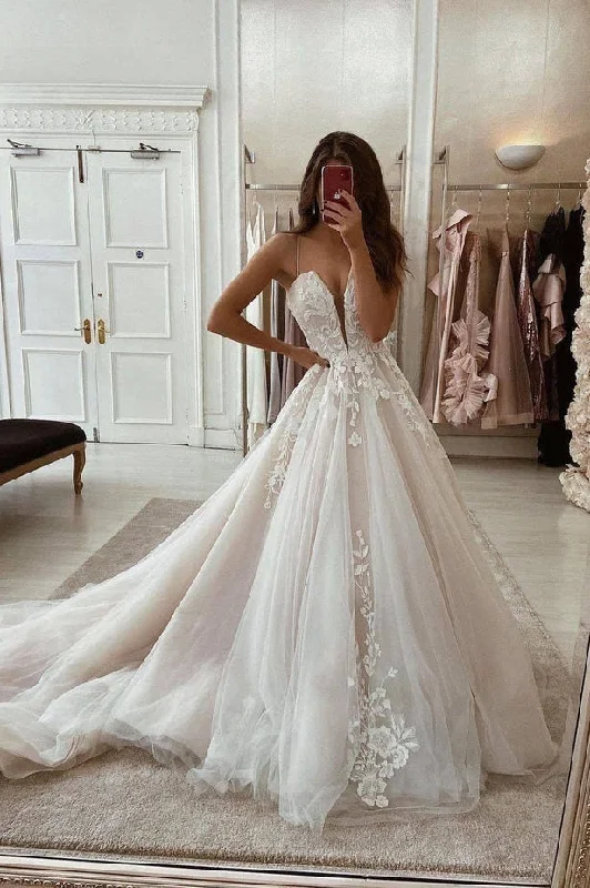 women's wedding guest dressesCharming Ball Gown V Neck Tulle Wedding Dresses with Appliques N121 women's wedding guest dressesCharming Ball Gown V Neck Tulle Wedding Dresses with Appliques N121