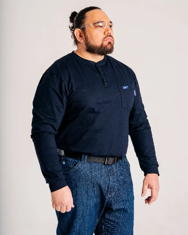 Men's Sweaters with Button-Up CollarsFR Henley Tees | 6oz. 93/7 Knit | Navy