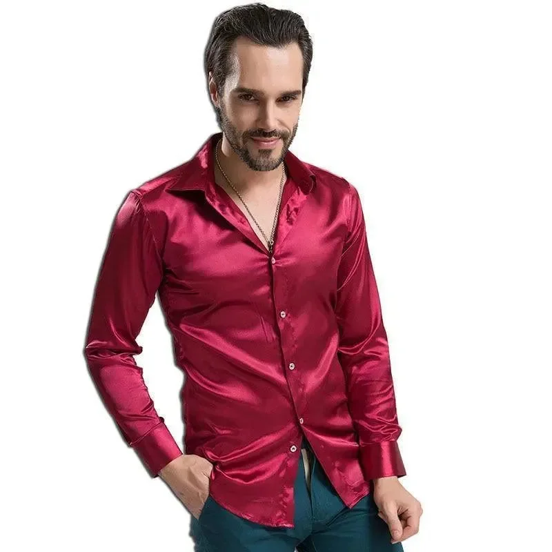 Durable Men's Work ShirtsBolan Satin Silk Shirt For Men