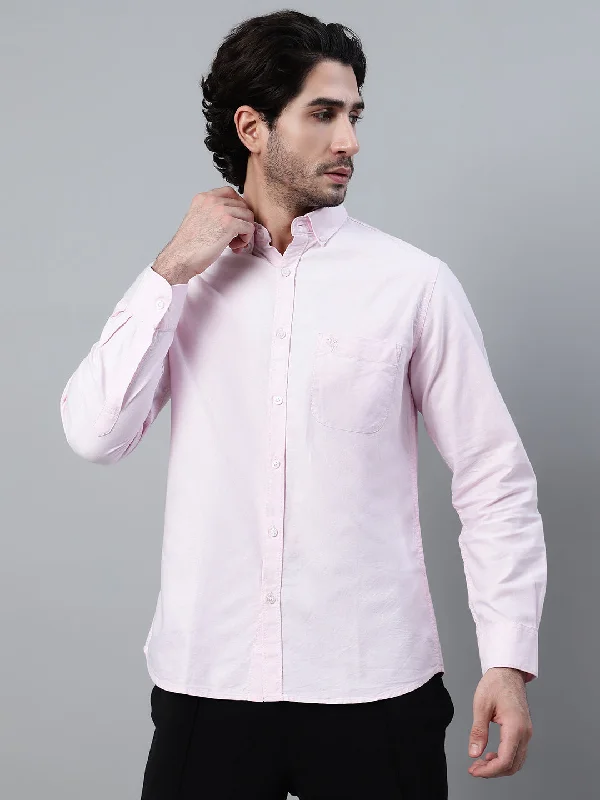 Stylish Men's Graphic T-ShirtsMen's Light Pink Casual Plain Full Sleeve Shirt