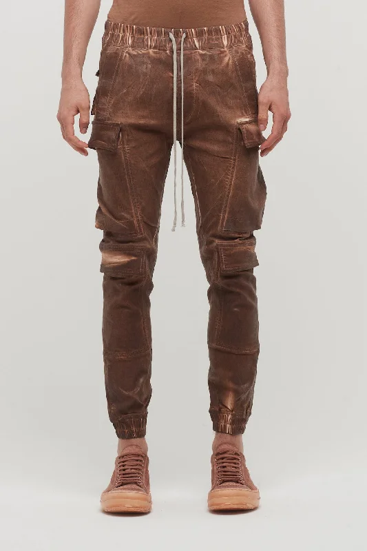 Lightweight Men's Linen PantsRick Owens DRKSHDW Mastodon Megacargo in Henna