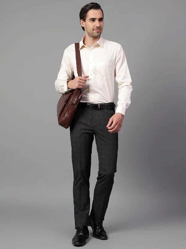 Men's Velcro-Closure Pants for ConvenienceMen's Grey Checked Non-Pleated Formal Trouser Men's Velcro-Closure Pants for ConvenienceMen's Grey Checked Non-Pleated Formal Trouser