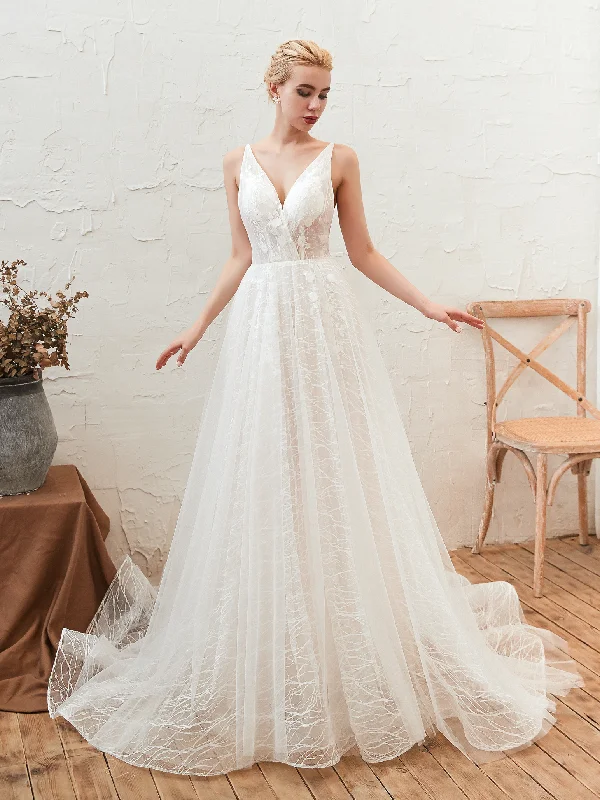 women's club dressesSexy New V-Neck Backless Tulle Wedding Dresses AS28346