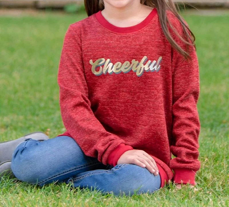 Men's Sweaters with Straight-Cut ShapesGirl's Cheerful On Sparkly Glitter Sweatshirt In Red Men's Sweaters with Straight-Cut ShapesGirl's Cheerful On Sparkly Glitter Sweatshirt In Red