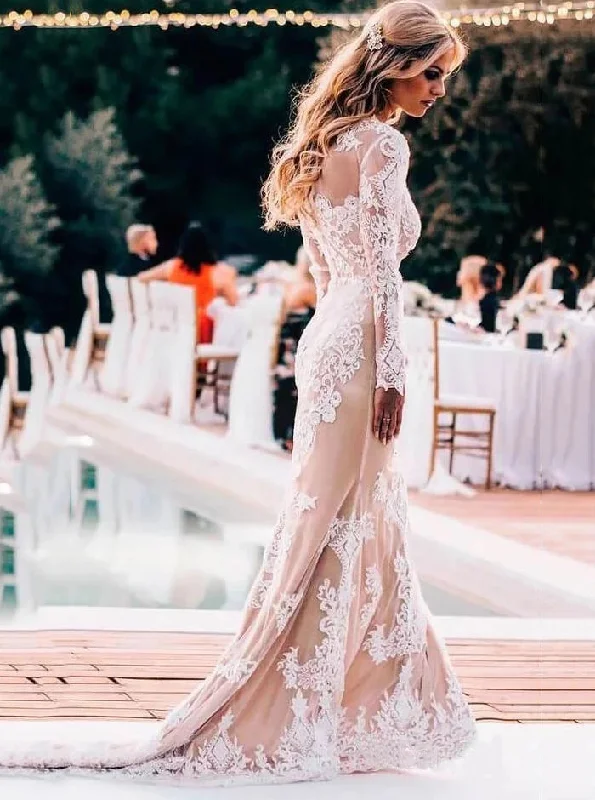Jersey DressModest Long Sleeve Mermaid Lace Wedding Dresses Rustic Wedding Gowns OW562 Jersey DressModest Long Sleeve Mermaid Lace Wedding Dresses Rustic Wedding Gowns OW562