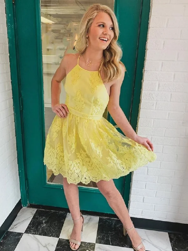 Statement DressYellow Lace Homecoming Dresses, Yellow Formal Evening Dresses cg23515 Statement DressYellow Lace Homecoming Dresses, Yellow Formal Evening Dresses cg23515