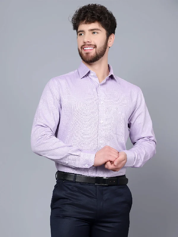 Men's French-Cuff Shirts for a Sophisticated EdgeMen's Light Purple Formal Self textured Full Sleeve Shirt Men's French-Cuff Shirts for a Sophisticated EdgeMen's Light Purple Formal Self textured Full Sleeve Shirt