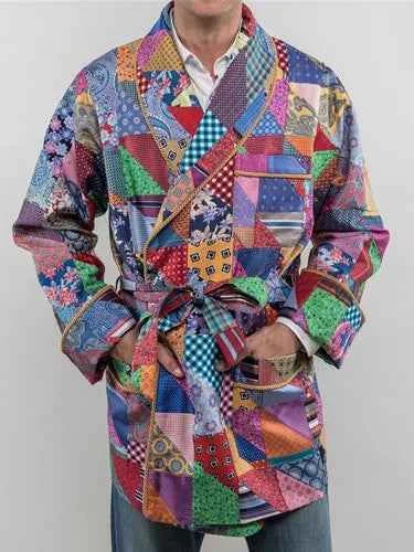 Men's Coats with Water-Repellent FabricSilk Smoking Robe