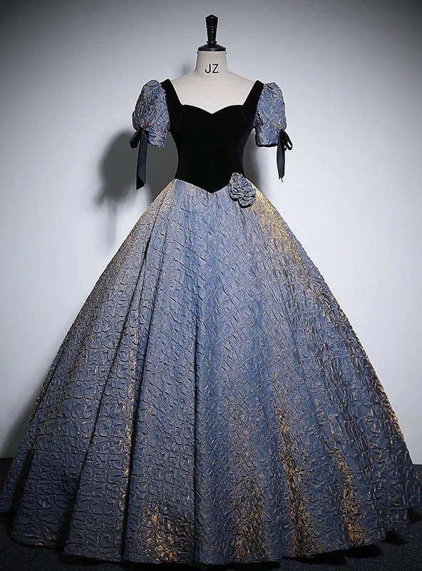 Peplum Hem DressBlack Ball Gown Short Sleeve Quinceanera Dress