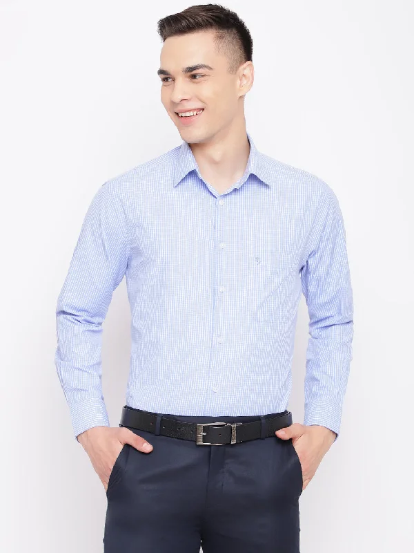 Men's Performance Shirts for Active LifestylesMen's Sky Blue Formal Small Checks Full Sleeve Shirt Men's Performance Shirts for Active LifestylesMen's Sky Blue Formal Small Checks Full Sleeve Shirt