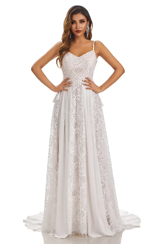 women's neon dressesA-Line Spaghetti-Straps Sleeveless Chiffon Wedding Dress With Lace Appliques women's neon dressesA-Line Spaghetti-Straps Sleeveless Chiffon Wedding Dress With Lace Appliques