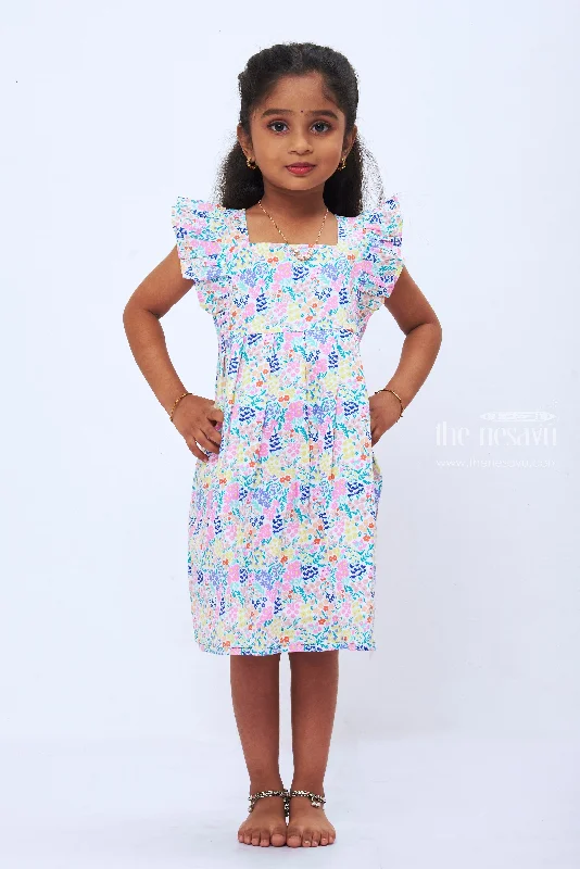 women's lace-up dressesGirls Floral Garden Party Cotton Dress  Colorful Spring Frock for Kids