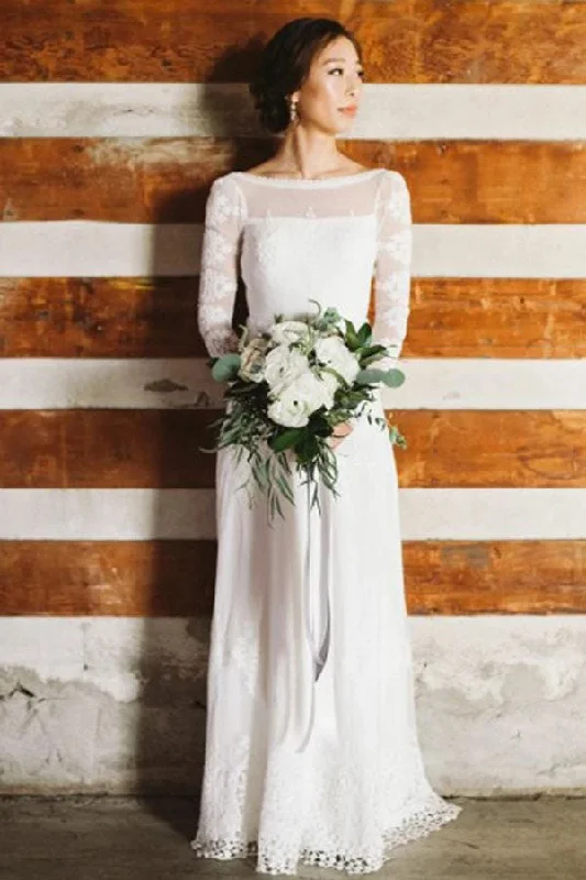 women's tall dressesUnique Bateau Neck Long Sleeves Backless Lace Wedding Dress W712 women's tall dressesUnique Bateau Neck Long Sleeves Backless Lace Wedding Dress W712