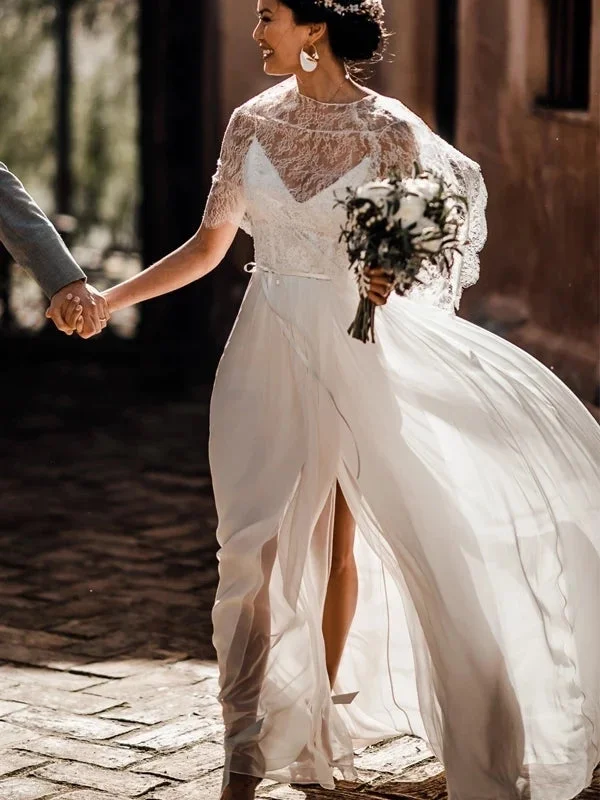 women's cocktail dressesTwo Piece Lace Chiffon Convertible Beach Wedding Dress With Split OW584 women's cocktail dressesTwo Piece Lace Chiffon Convertible Beach Wedding Dress With Split OW584