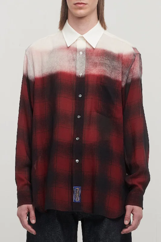 Men's Denim Shorts for SummerMaison Margiela Long-Sleeved Degrade Plaid Shirt