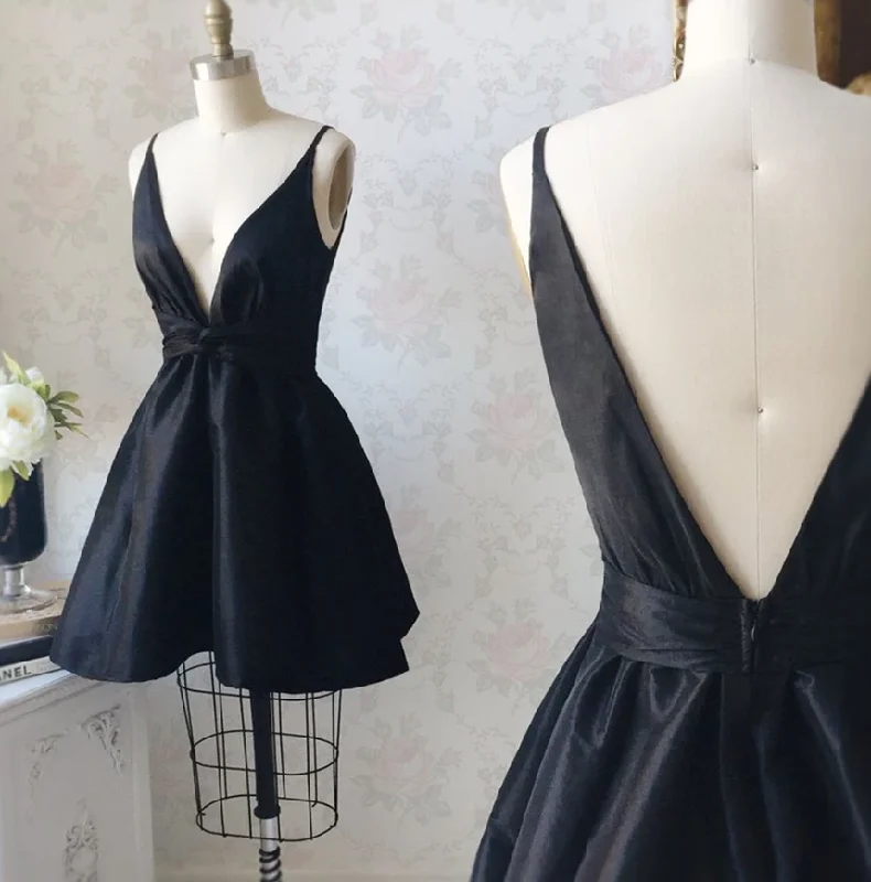 Asymmetric DressHomecoming Dress, V Neck Black Formal Graduation Evening Dress cg11485 Asymmetric DressHomecoming Dress, V Neck Black Formal Graduation Evening Dress cg11485