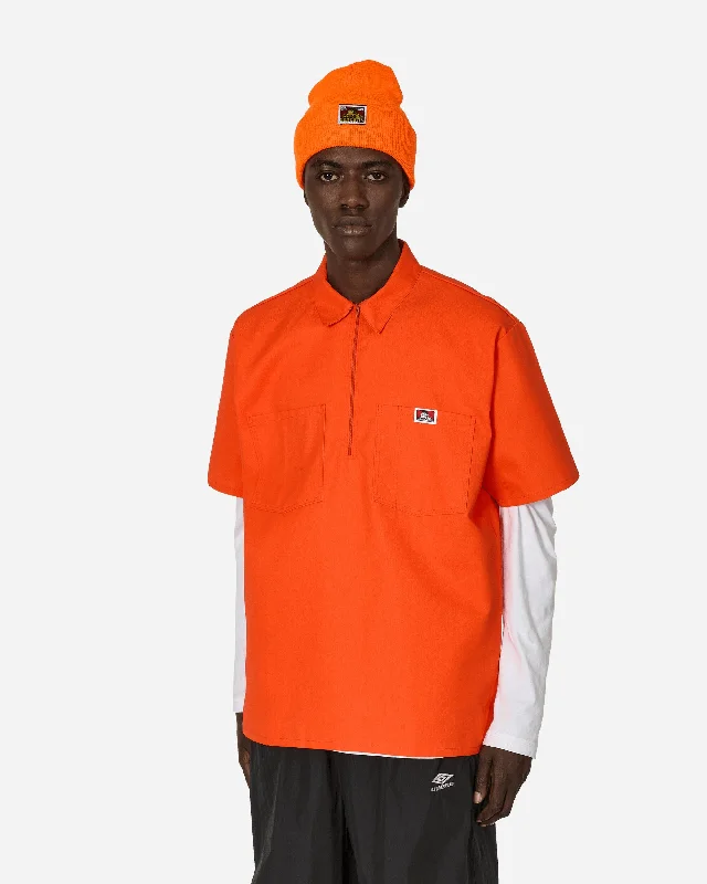 Men's Organic Cotton Shirts for Eco-ConsciousnessSolid 1/2 Zip Shortsleeve Shirt Orange Men's Organic Cotton Shirts for Eco-ConsciousnessSolid 1/2 Zip Shortsleeve Shirt Orange
