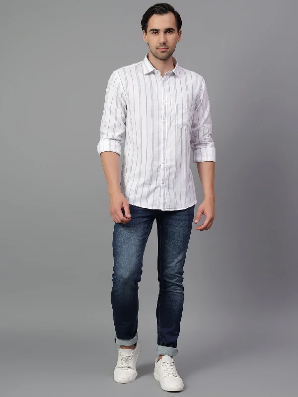Men's Relaxed-Fit Shirts for Casual ComfortMen's White Stripe Full Sleeve Casual Shirt Men's Relaxed-Fit Shirts for Casual ComfortMen's White Stripe Full Sleeve Casual Shirt