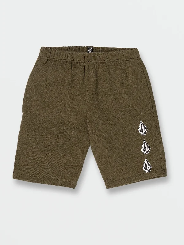 Men's Pants with Button-Down PocketsBig Boys Iconic Stone Fleece Shorts - Military