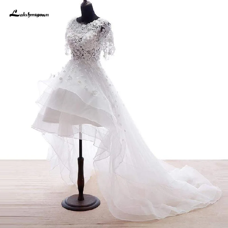 women's petite dressesRoycebridal Floral High Low Wedding Dress 3D Flowers Bridal Gowns Short Sleeves women's petite dressesRoycebridal Floral High Low Wedding Dress 3D Flowers Bridal Gowns Short Sleeves