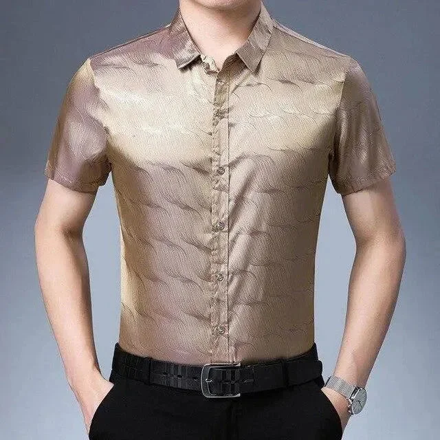 Men's Hawaiian Print Shirts for Luau PartiesManson Satin Summer Shirt For Men
