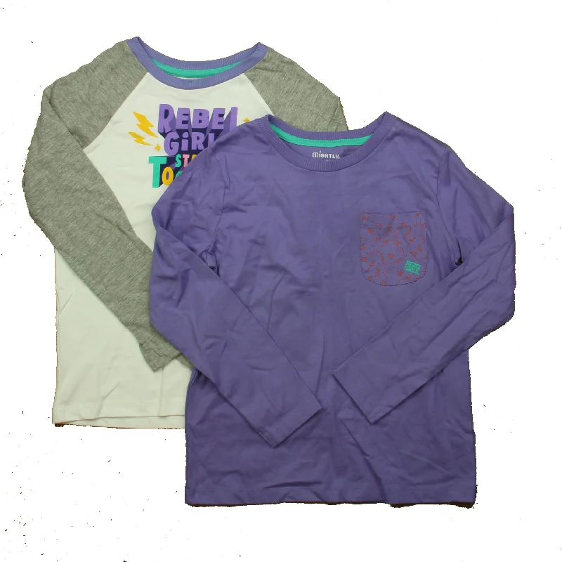 Men's Sweaters with Belt LoopsMightly Girls White | Purple Gray Long Sleeve T-Shirt
