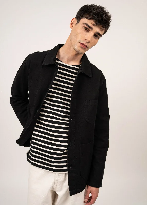 Men's Coats with Removable LiningsSirocco fisherman's jacket - buttoned, in cotton canvas (NOIR) Men's Coats with Removable LiningsSirocco fisherman's jacket - buttoned, in cotton canvas (NOIR)