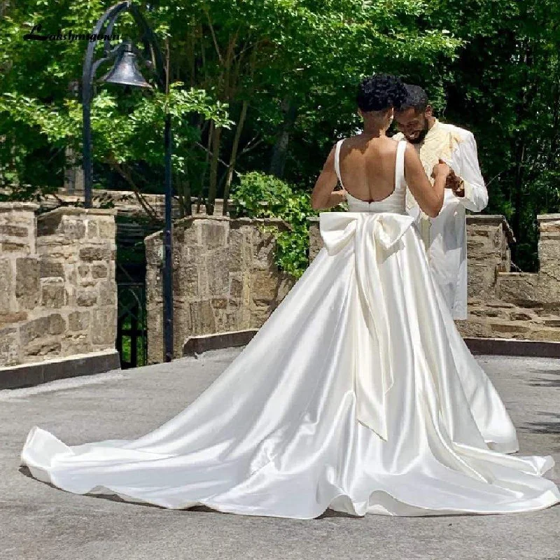 women's casual Friday dressesSatin White Wedding Gowns African Women Bridal Dress