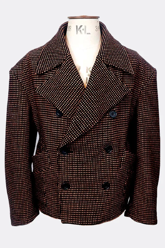 Versatile Men's Pea CoatsHENCHMAN JACKET IN BLACK / CORAL PINK (made to order)