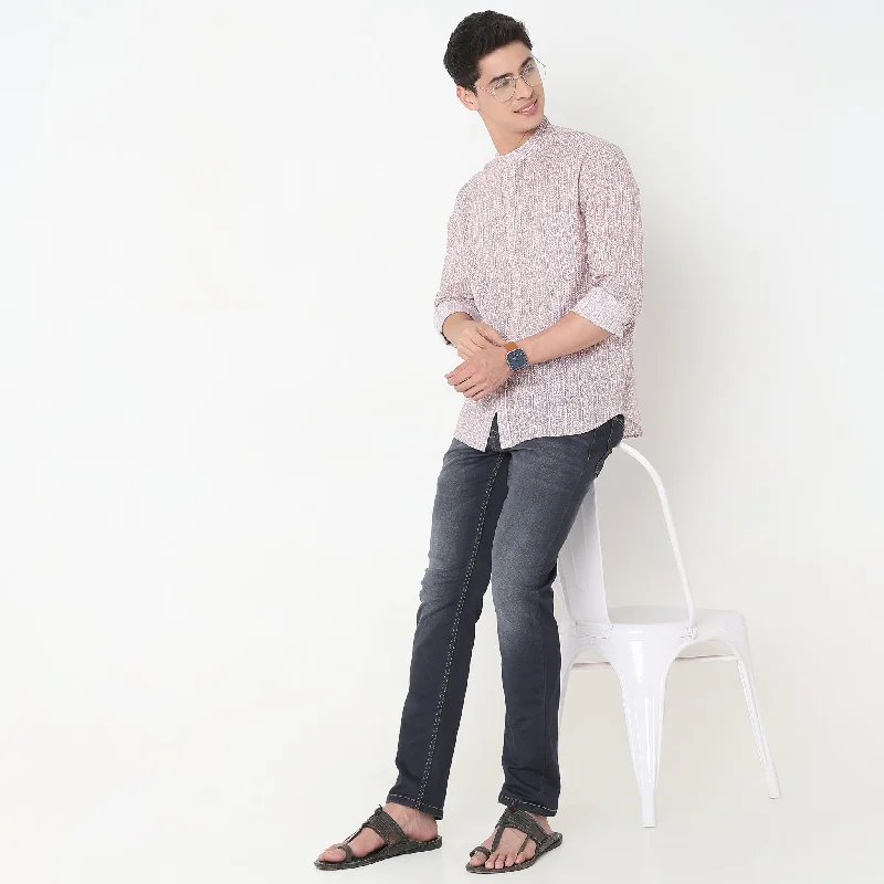Men's Button-Down Collar Shirts for Staying PolishedRegular Fit Printed Shirt