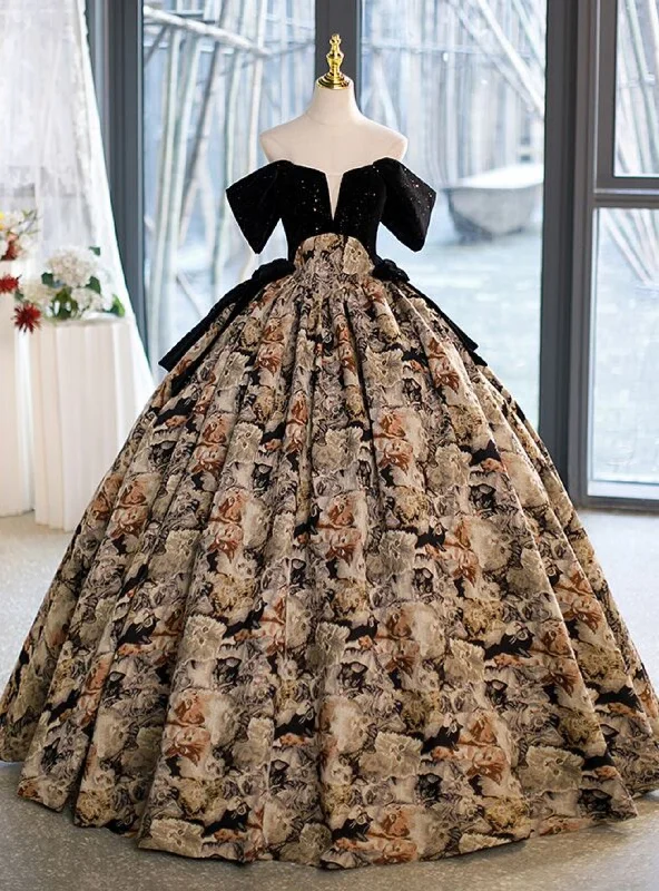Organza DressBall Gown Print Strapless Quinceanera Dress